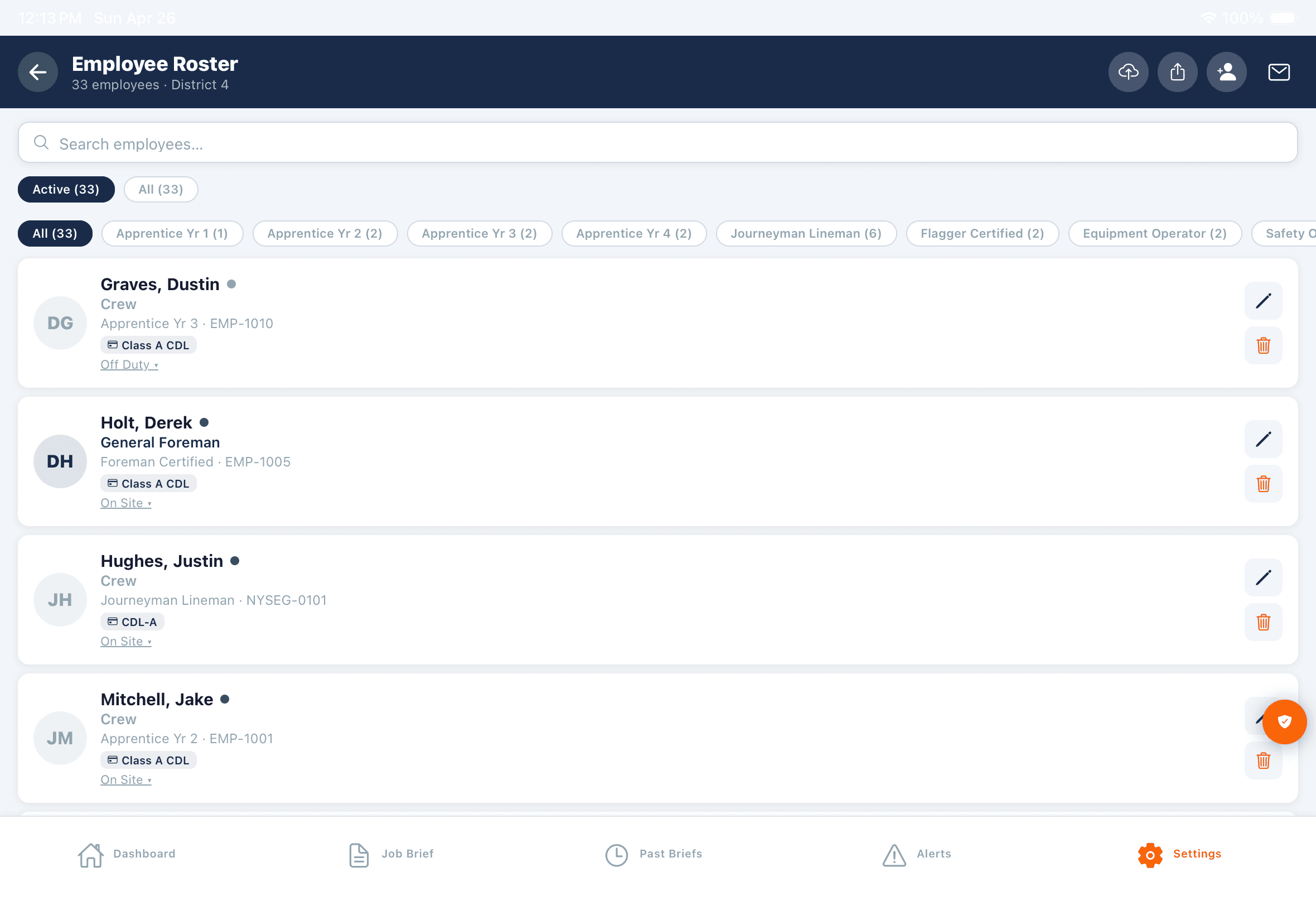 Crew Roster